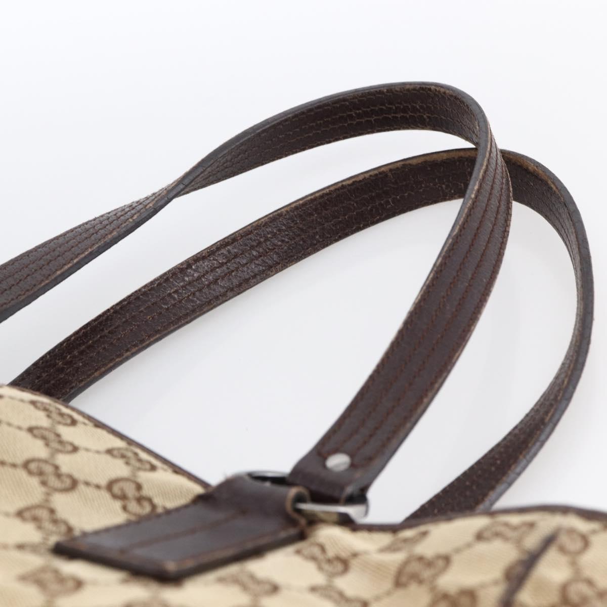 GUCCI GG Canvas Tote Bag Beige Silver 113017 Auth 166224