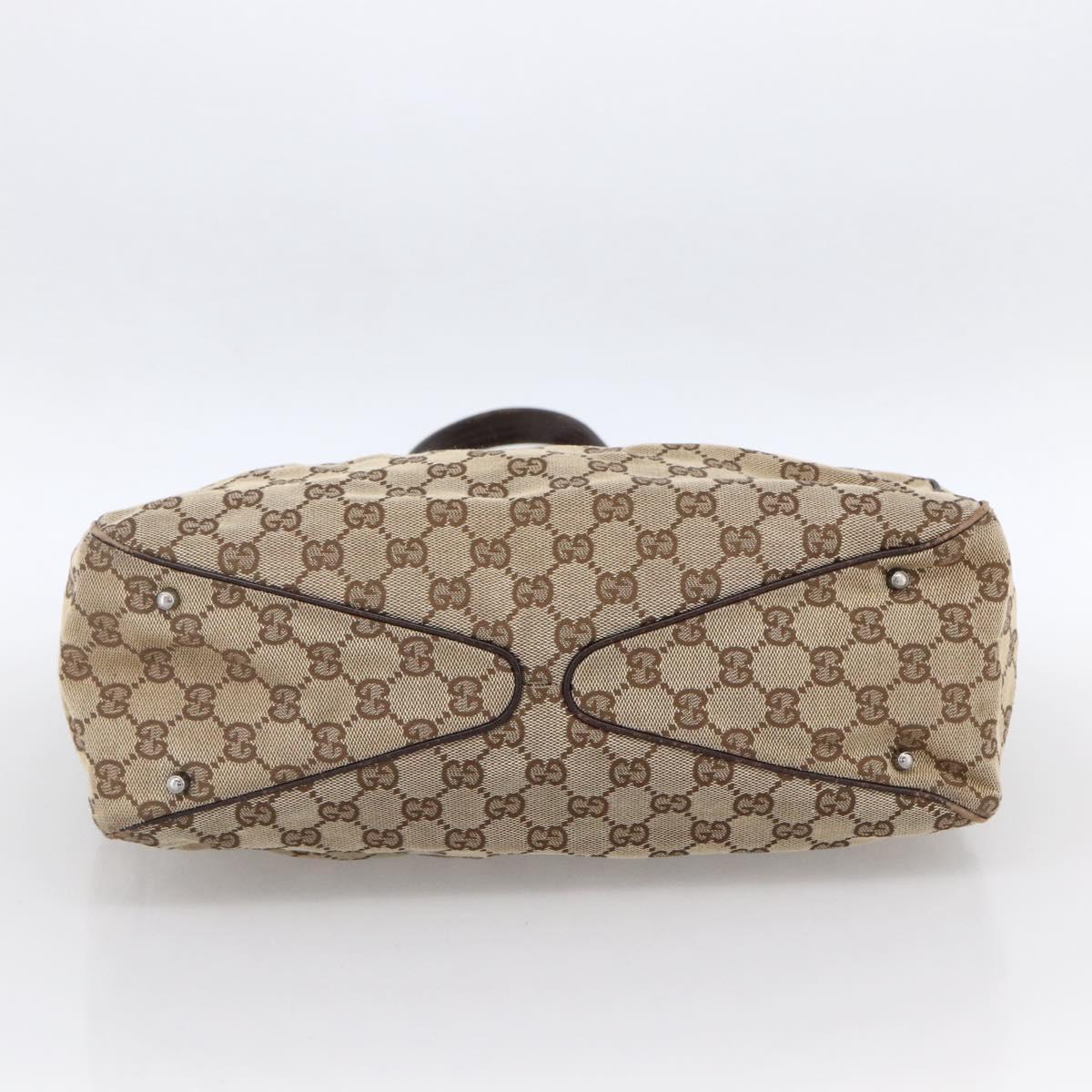 GUCCI GG Canvas Tote Bag Beige Silver 113017 Auth 166224