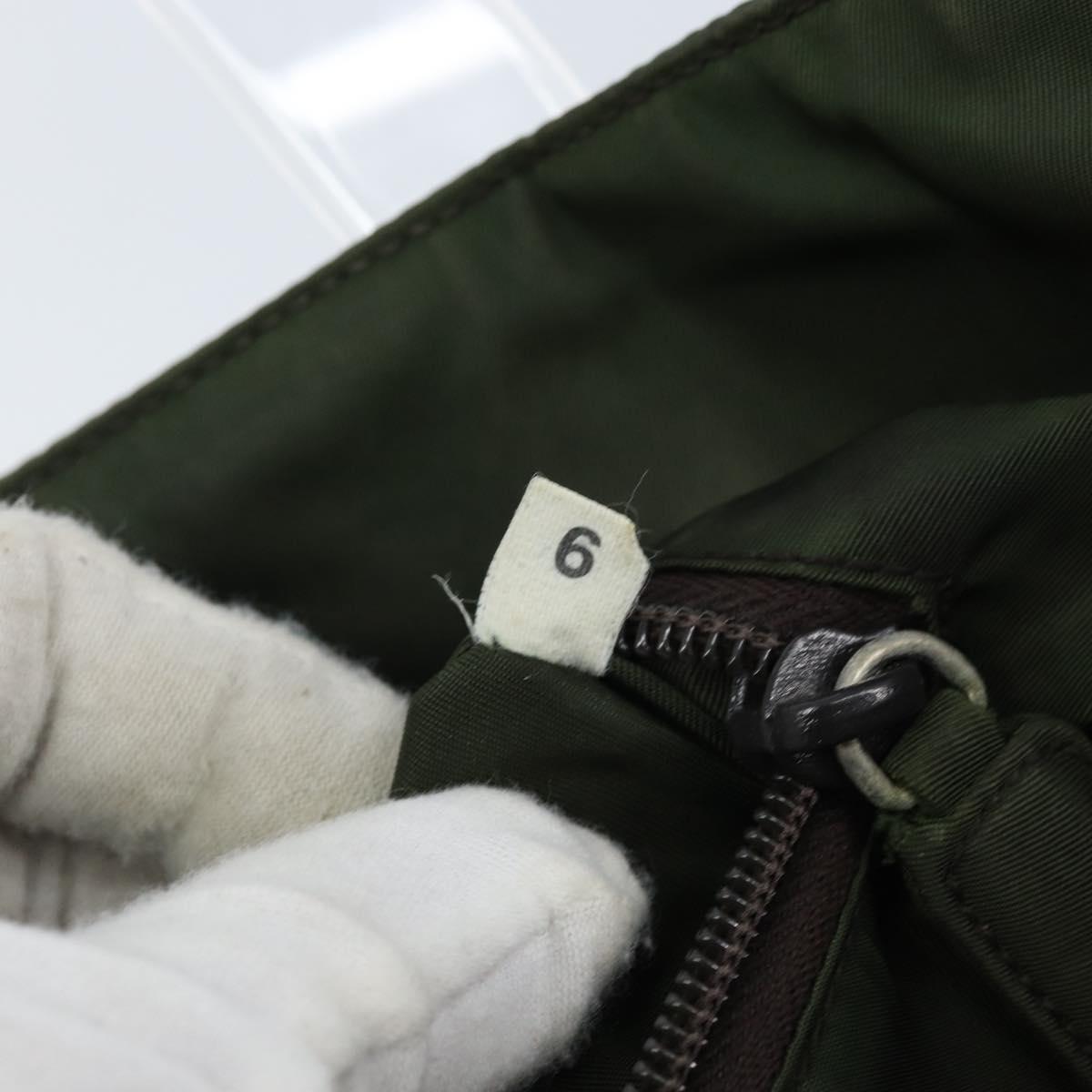 PRADA Hand Bag Nylon Khaki Silver Auth 166225