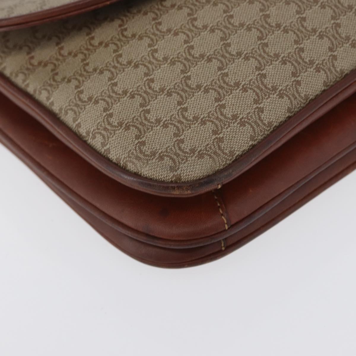 CELINE Macadam Canvas Shoulder Bag PVC Beige Gold Auth 166227