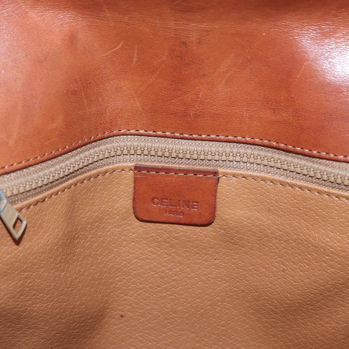 CELINE Macadam Canvas Shoulder Bag PVC Beige Gold Auth 166227