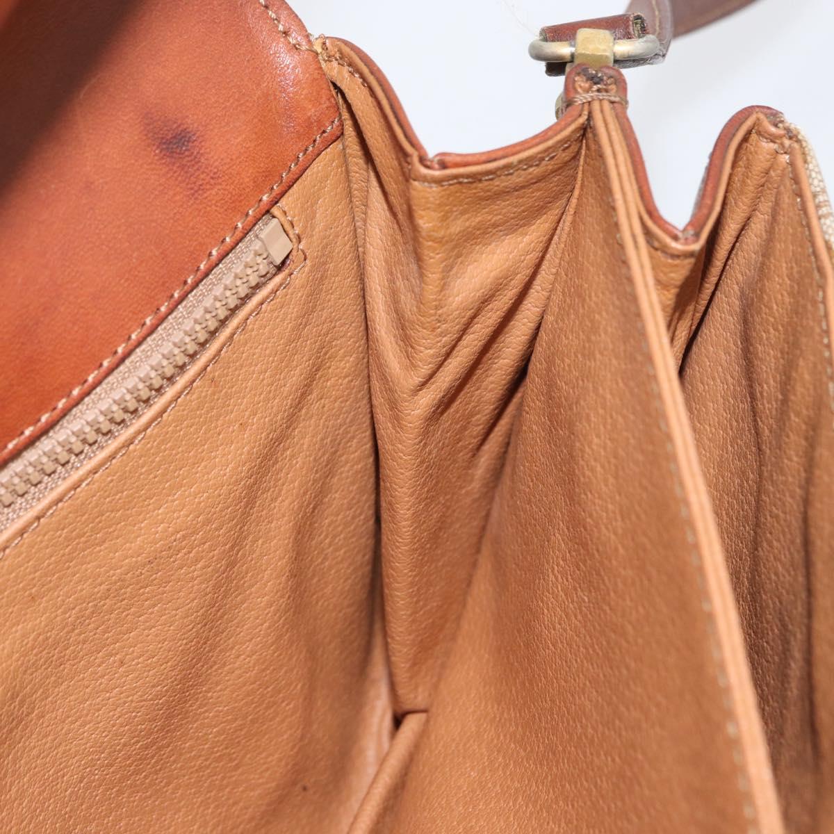 CELINE Macadam Canvas Shoulder Bag PVC Beige Gold Auth 166227