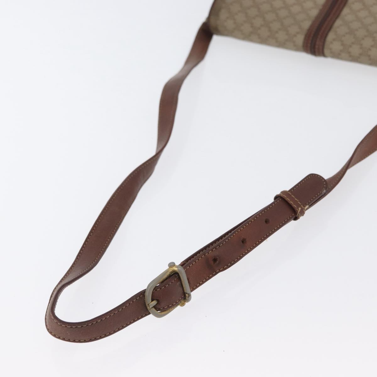 CELINE Macadam Canvas Shoulder Bag PVC Beige Gold Auth 166227