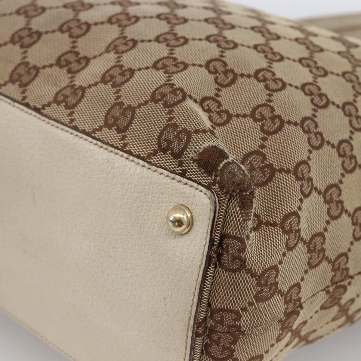 GUCCI GG Canvas Tote Bag Beige Gold 120836 Auth 166234