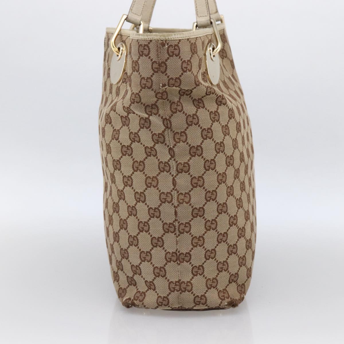 GUCCI GG Canvas Tote Bag Beige Gold 120836 Auth 166234
