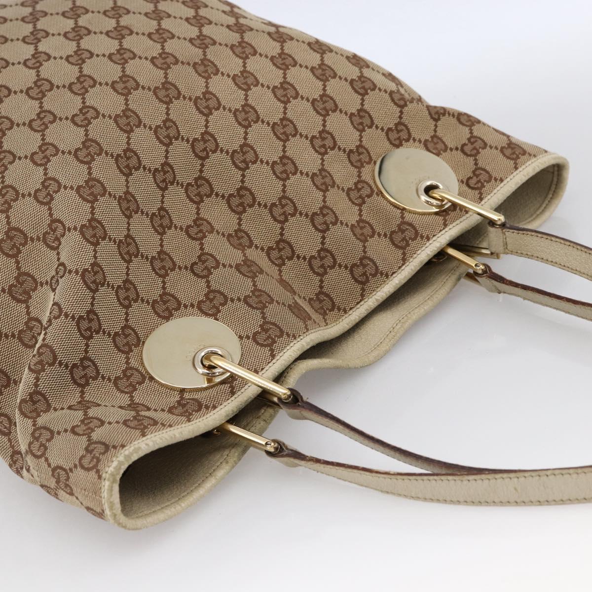 GUCCI GG Canvas Tote Bag Beige Gold 120836 Auth 166234