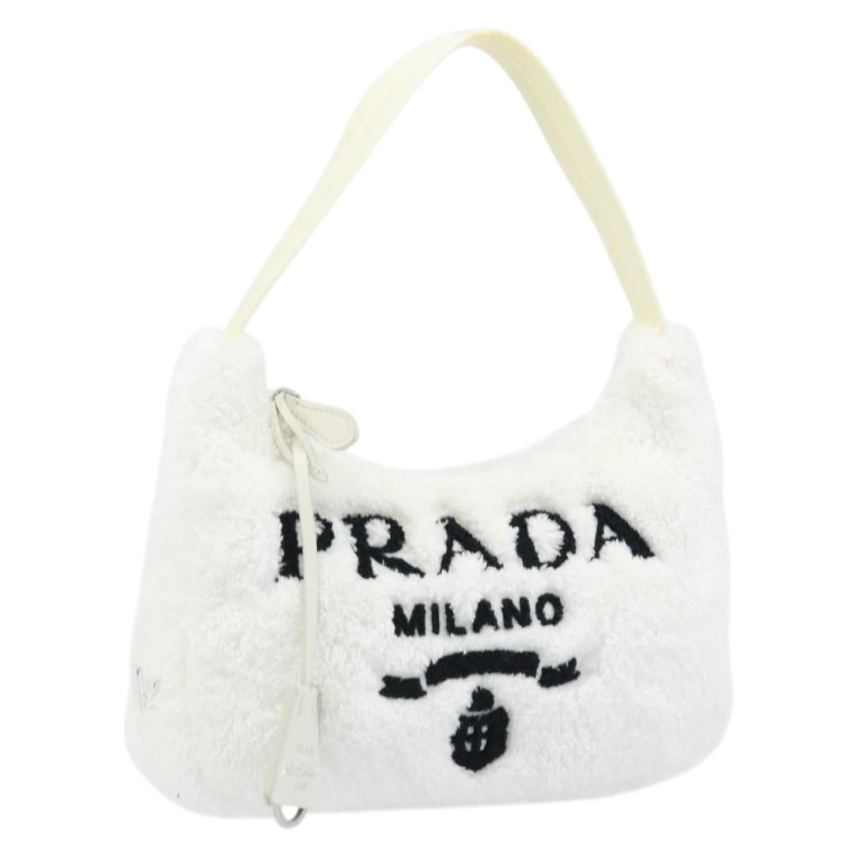 PRADA Hand pouch Hand Bag pile White Auth 166238M