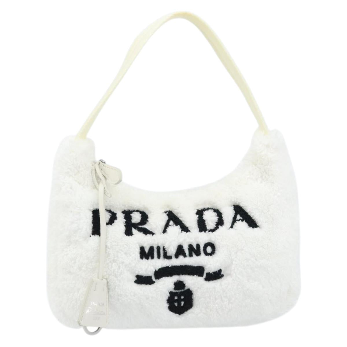 PRADA Hand pouch Hand Bag pile White Auth 166238M