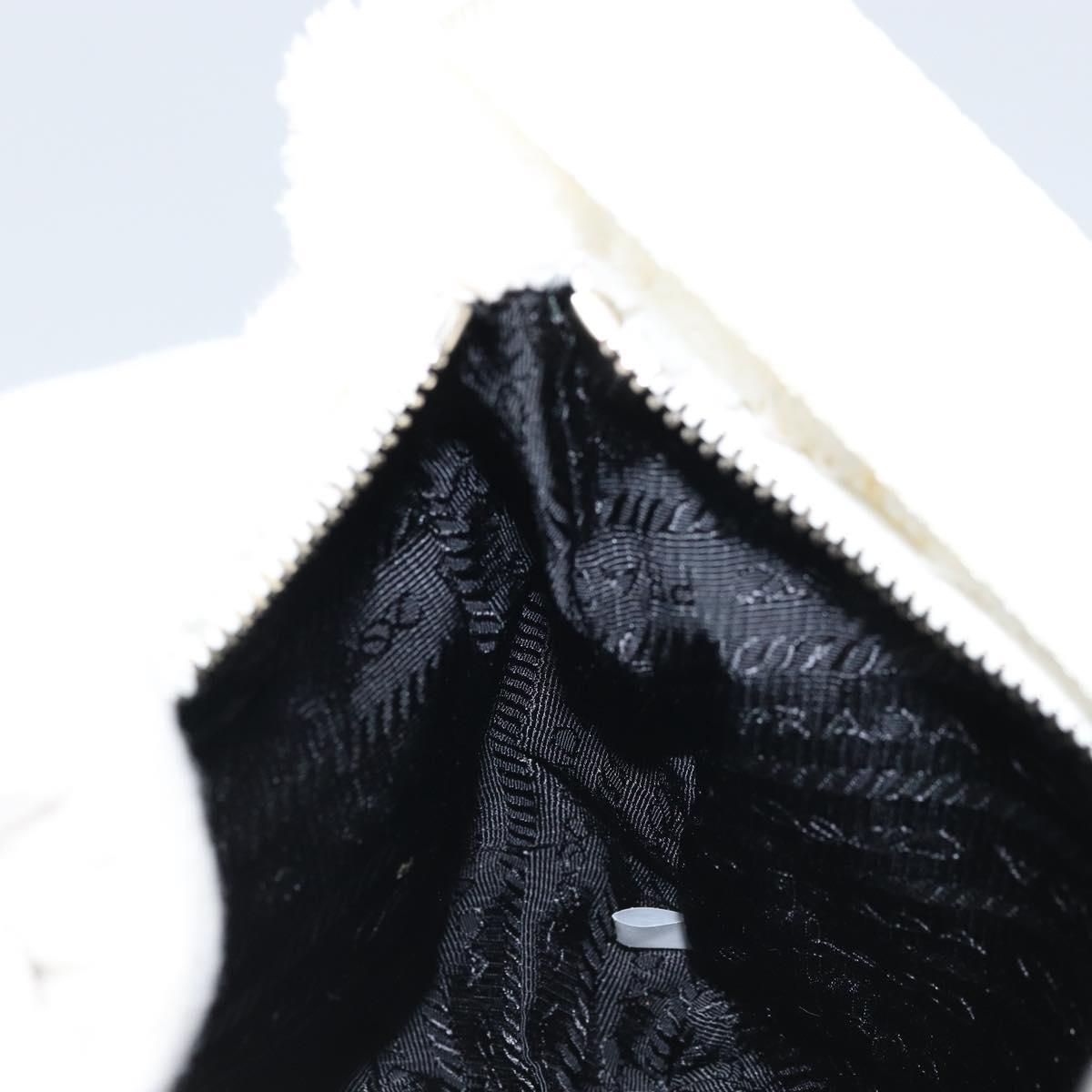 PRADA Hand pouch Hand Bag pile White Auth 166238M