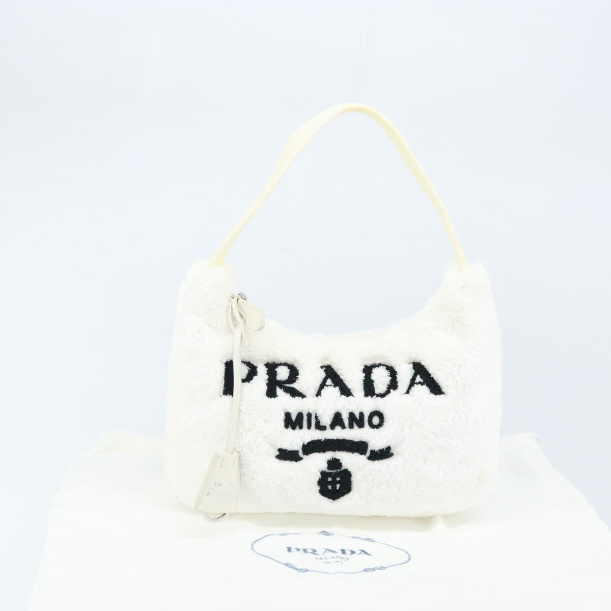 PRADA Hand pouch Hand Bag pile White Auth 166238M