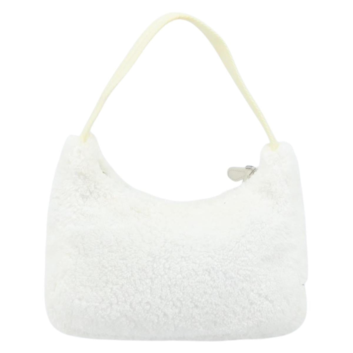 PRADA Hand pouch Hand Bag pile White Auth 166238M