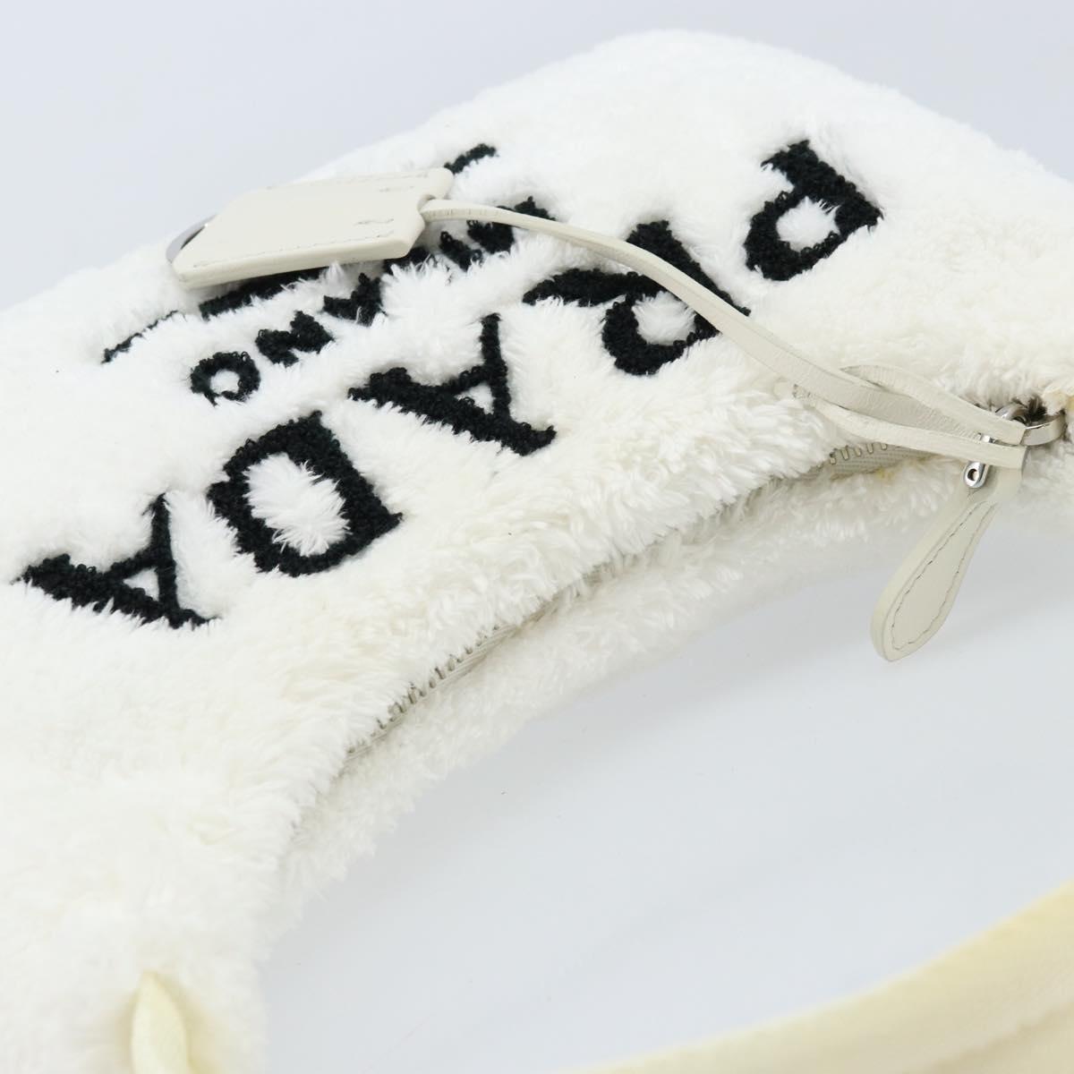 PRADA Hand pouch Hand Bag pile White Auth 166238M