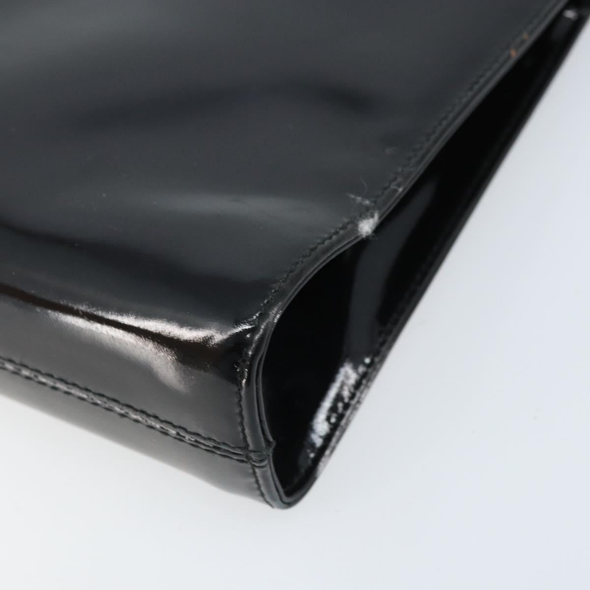 Salvatore Ferragamo Gancini Chain Bag Patent leather Black Gold Auth 166240