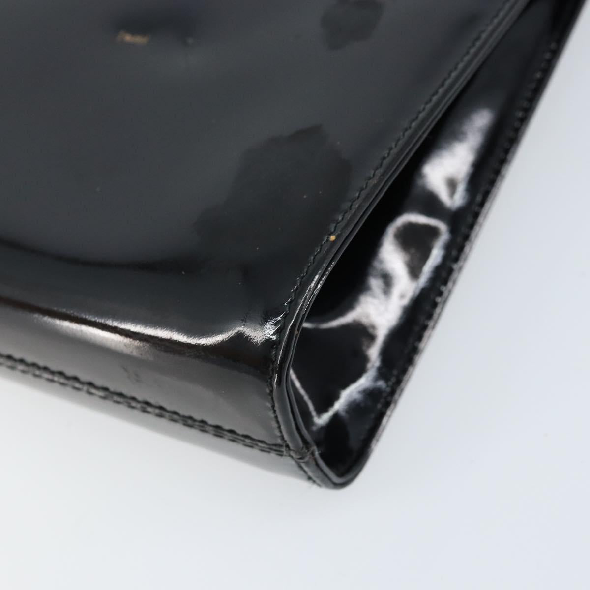 Salvatore Ferragamo Gancini Chain Bag Patent leather Black Gold Auth 166240