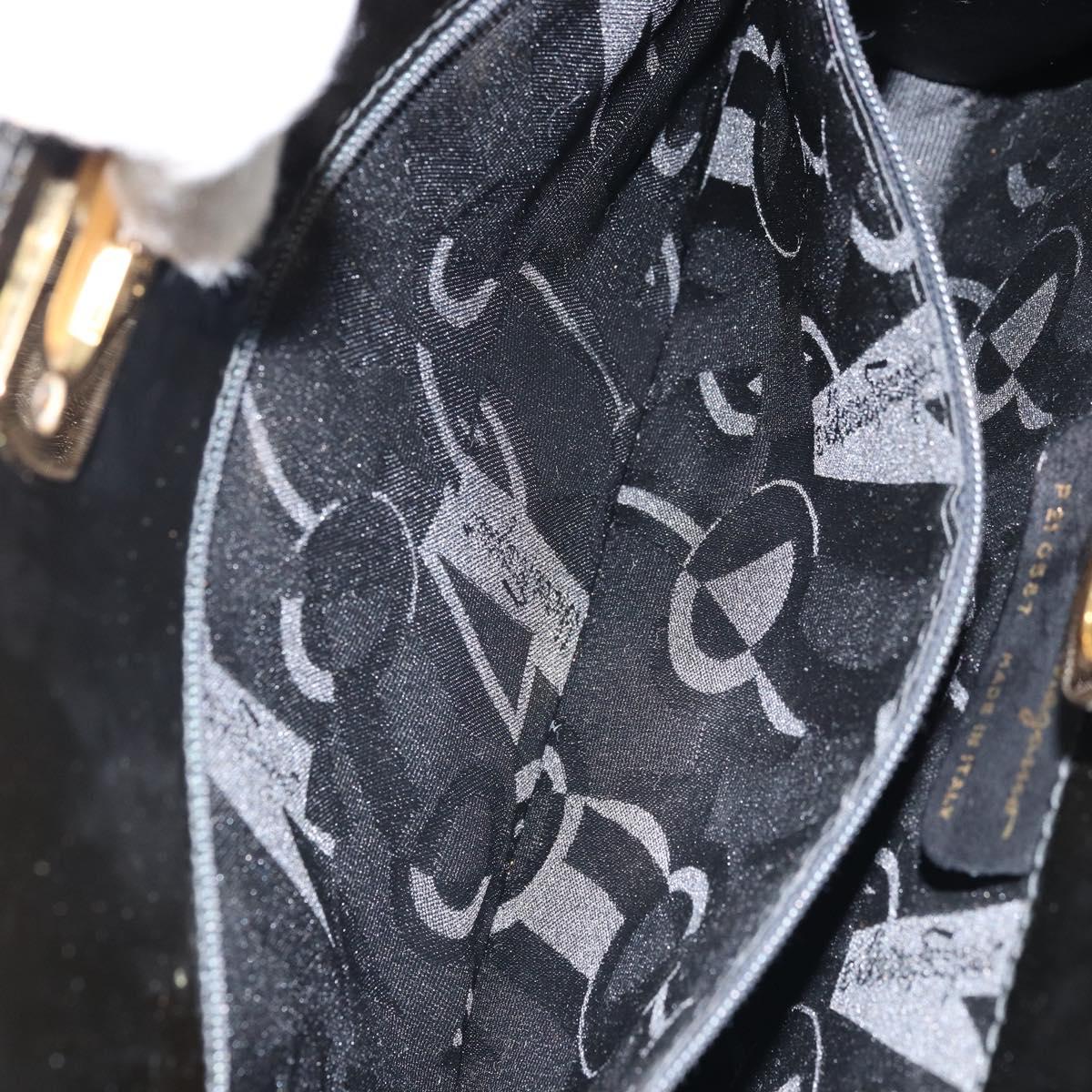 Salvatore Ferragamo Gancini Chain Bag Patent leather Black Gold Auth 166240