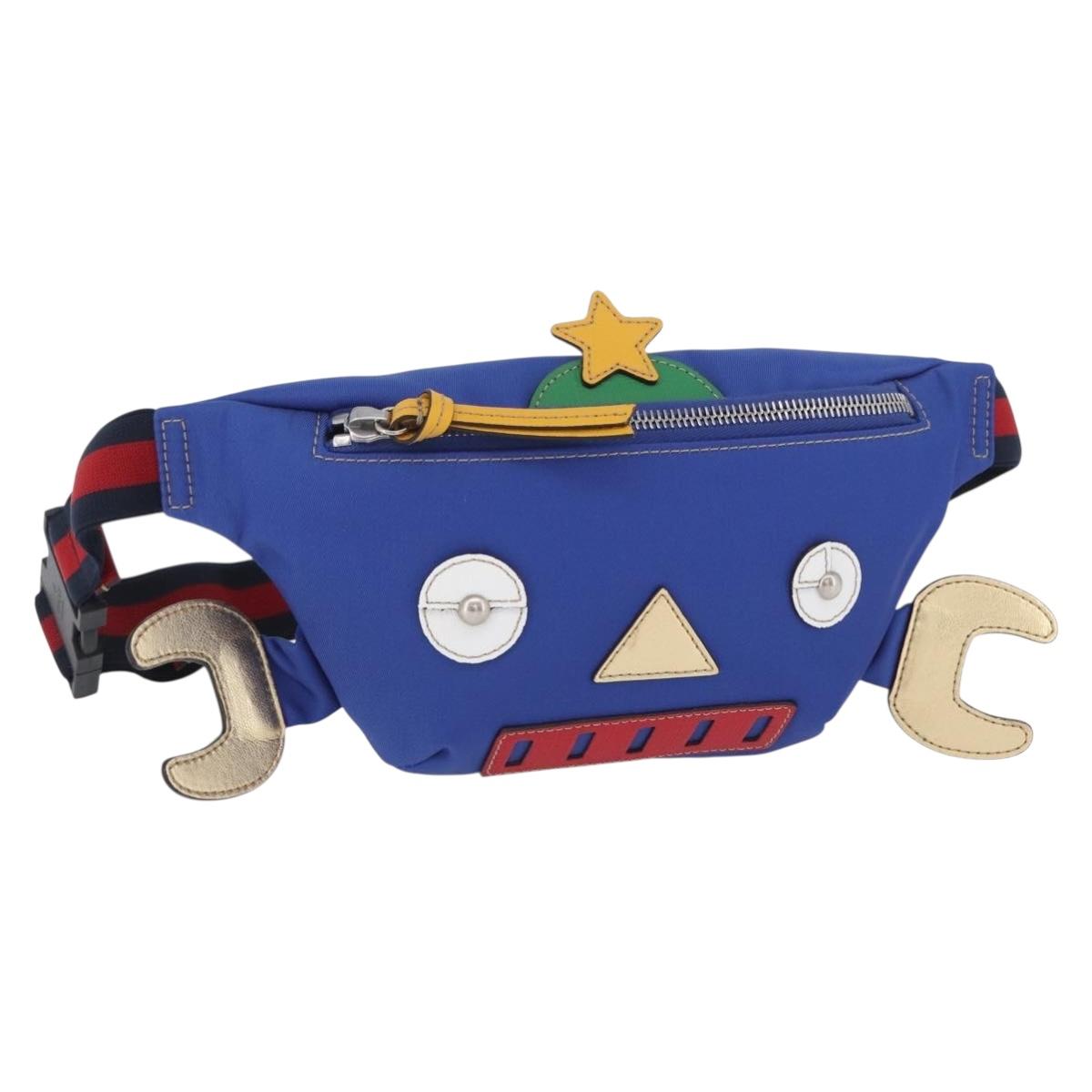 GUCCI Children Waist bag Nylon Blue Silver 550771 Auth 166242M