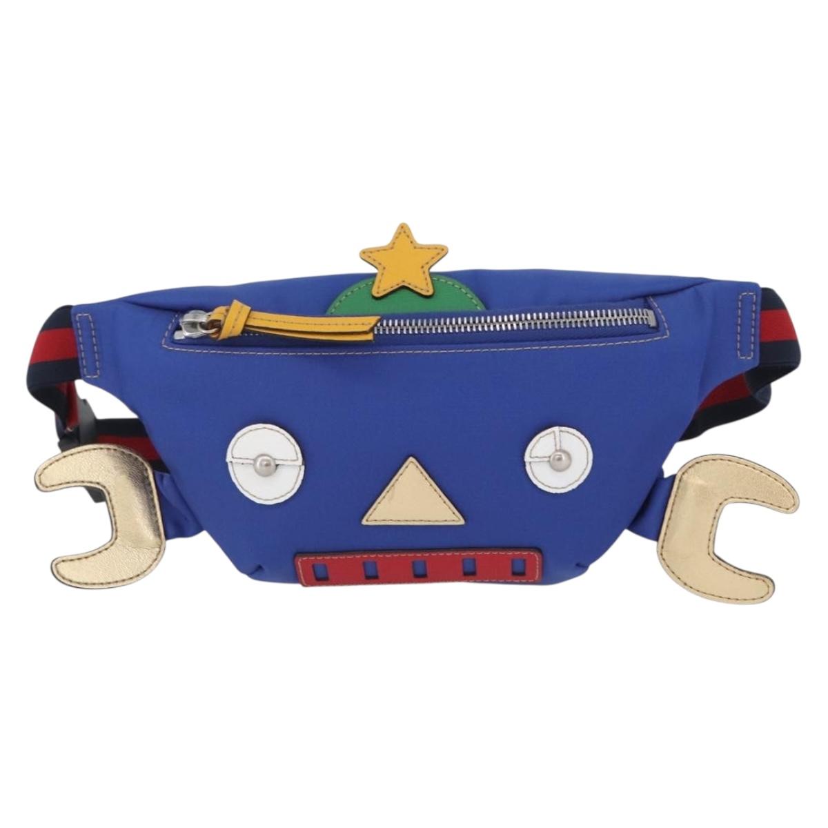 GUCCI Children Waist bag Nylon Blue Silver 550771 Auth 166242M