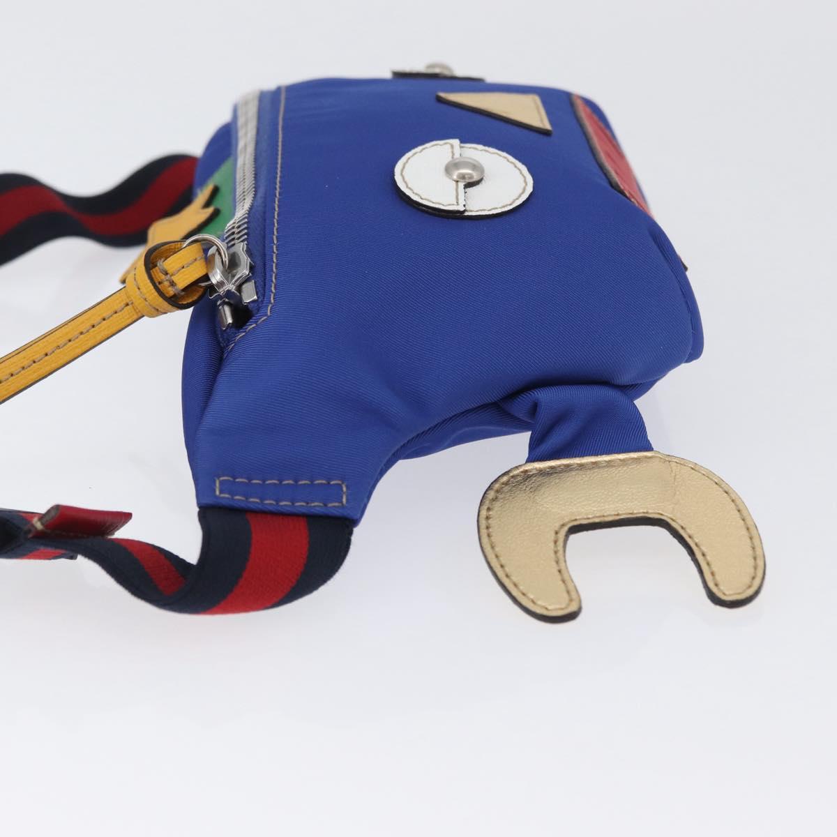 GUCCI Children Waist bag Nylon Blue Silver 550771 Auth 166242M