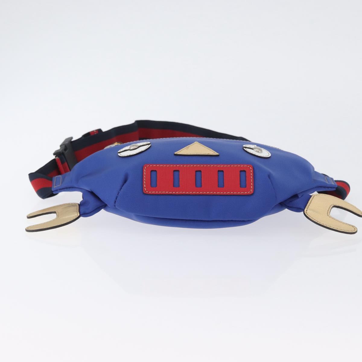 GUCCI Children Waist bag Nylon Blue Silver 550771 Auth 166242M