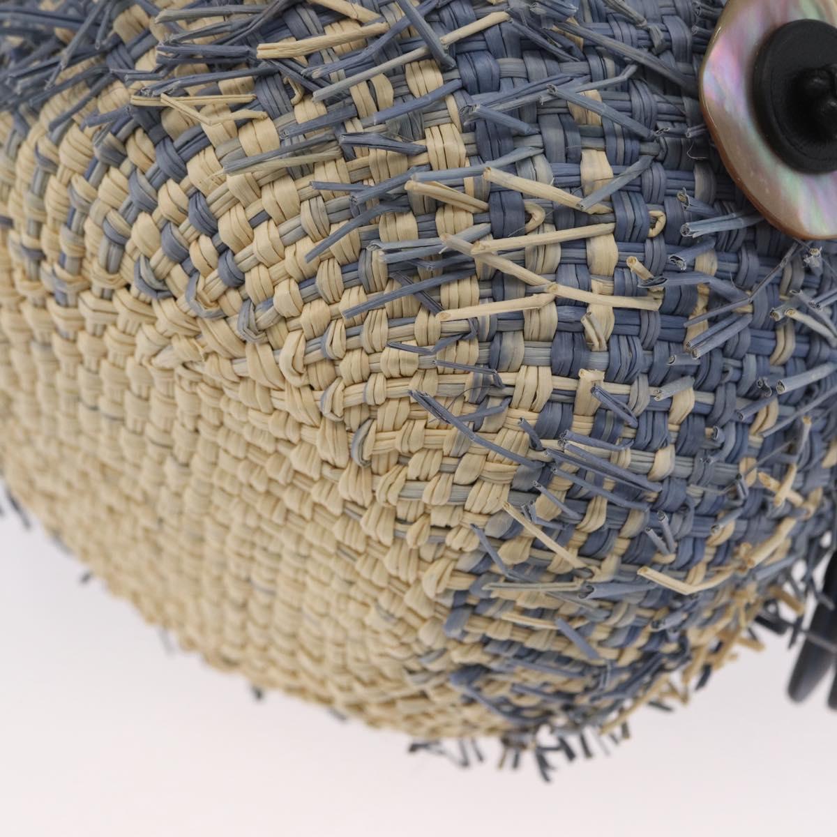 LOEWE Basket Bag Blow Fish Shoulder Bag Raffia Light Blue Auth 166244SM