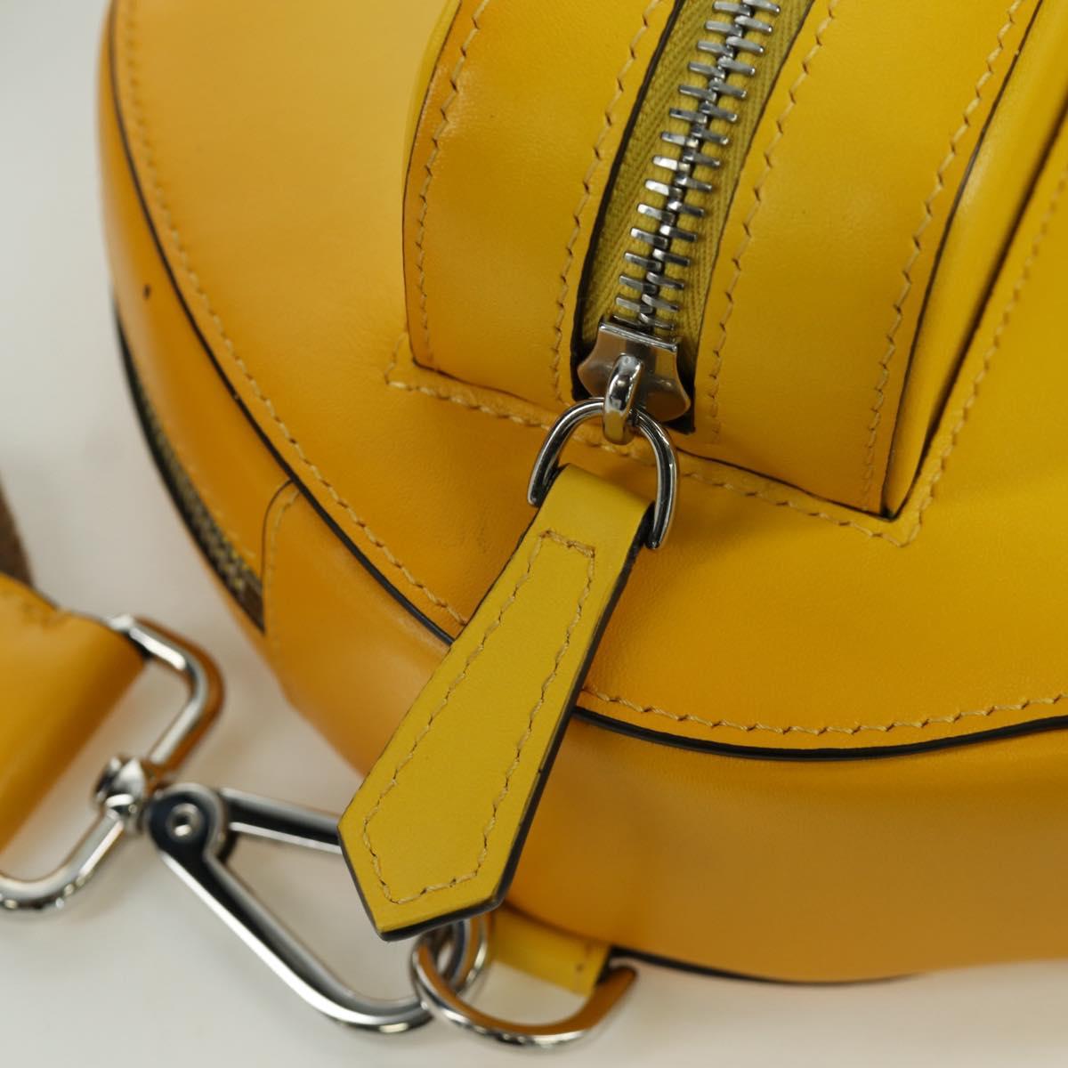 FENDI Ping Pong Racket Case Shoulder Bag Leather Yellow Silver Auth 166245SM