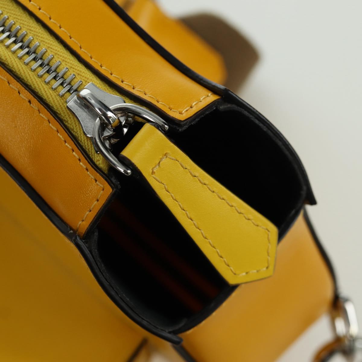 FENDI Ping Pong Racket Case Shoulder Bag Leather Yellow Silver Auth 166245SM