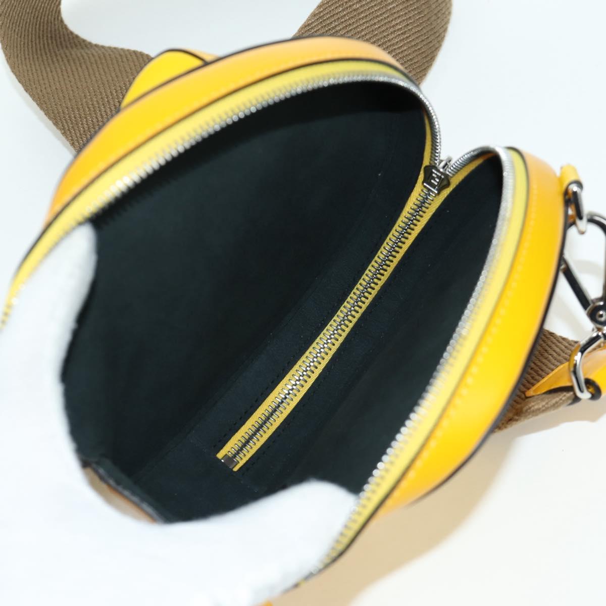 FENDI Ping Pong Racket Case Shoulder Bag Leather Yellow Silver Auth 166245SM