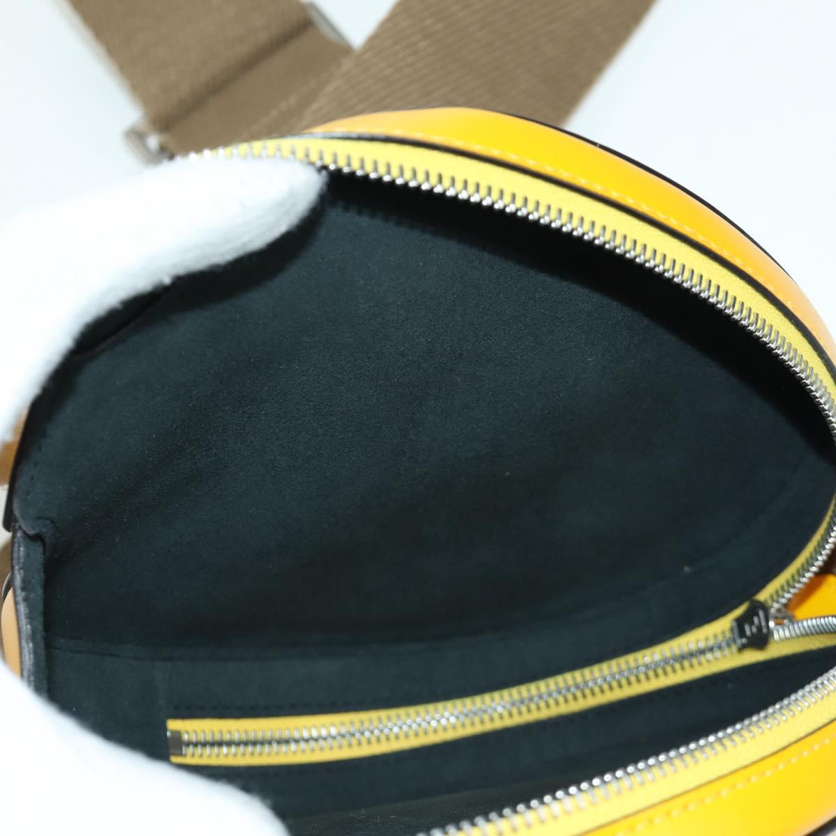 FENDI Ping Pong Racket Case Shoulder Bag Leather Yellow Silver Auth 166245SM