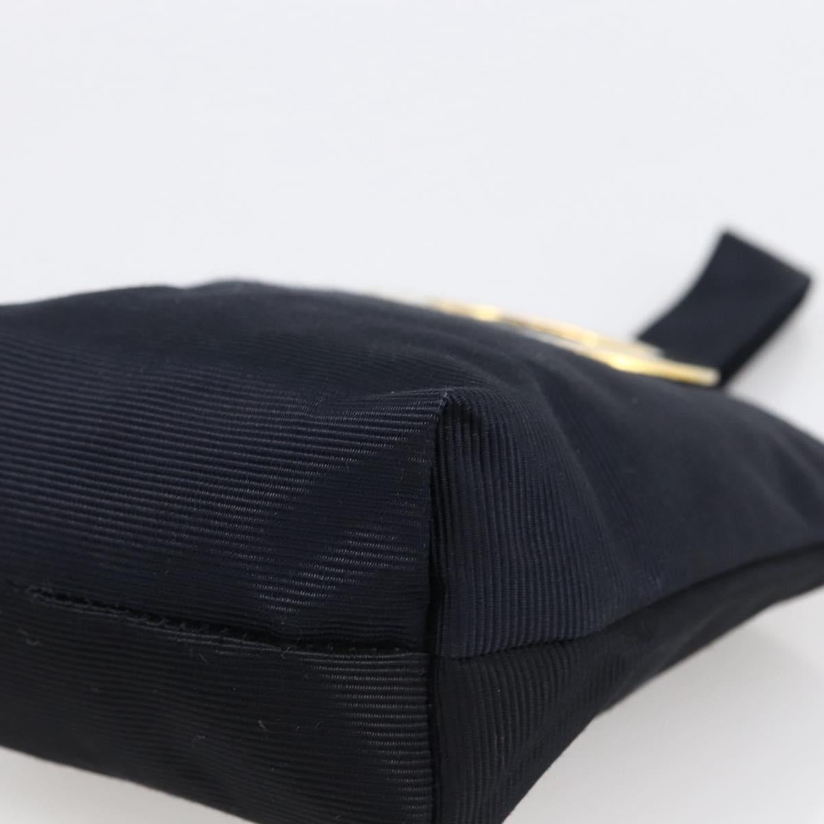 CELINE Circle Pouch Nylon Navy Gold Auth 166247A