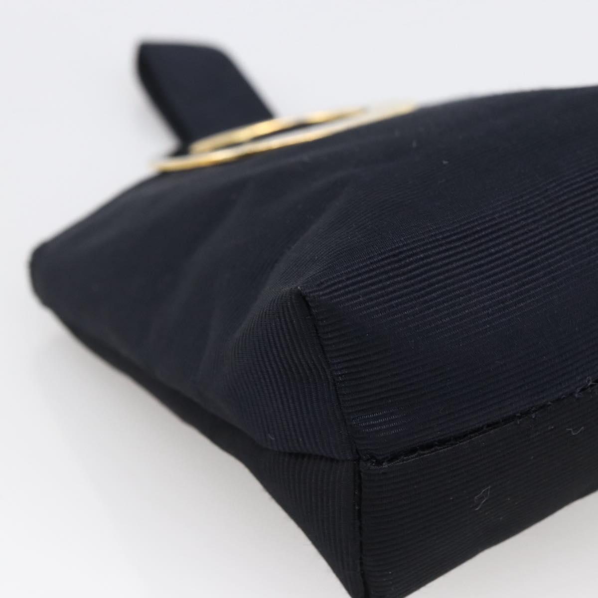 CELINE Circle Pouch Nylon Navy Gold Auth 166247A