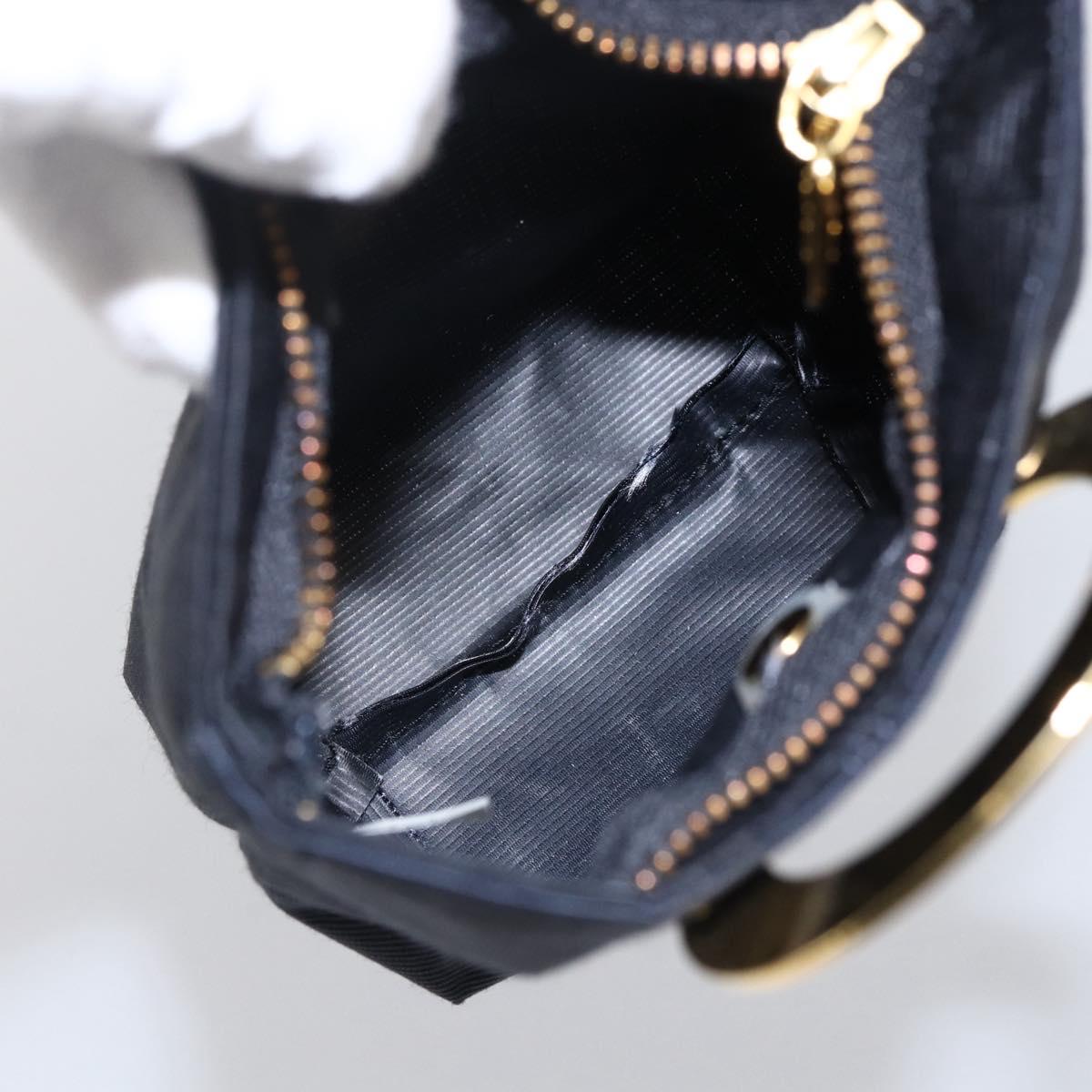 CELINE Circle Pouch Nylon Navy Gold Auth 166247A