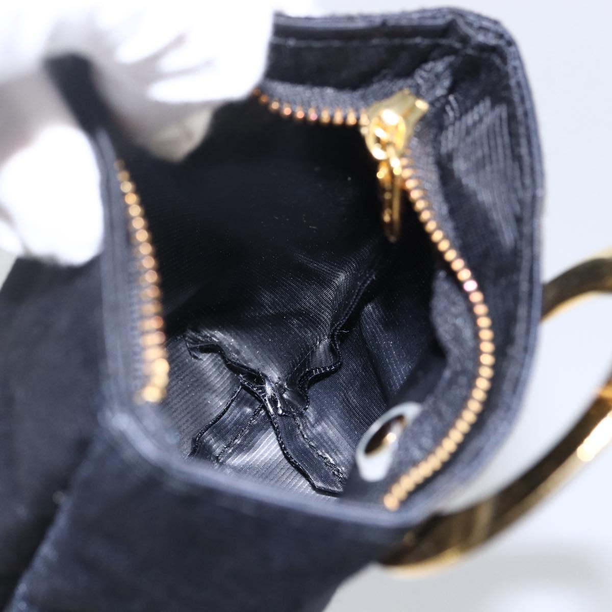 CELINE Circle Pouch Nylon Navy Gold Auth 166247A