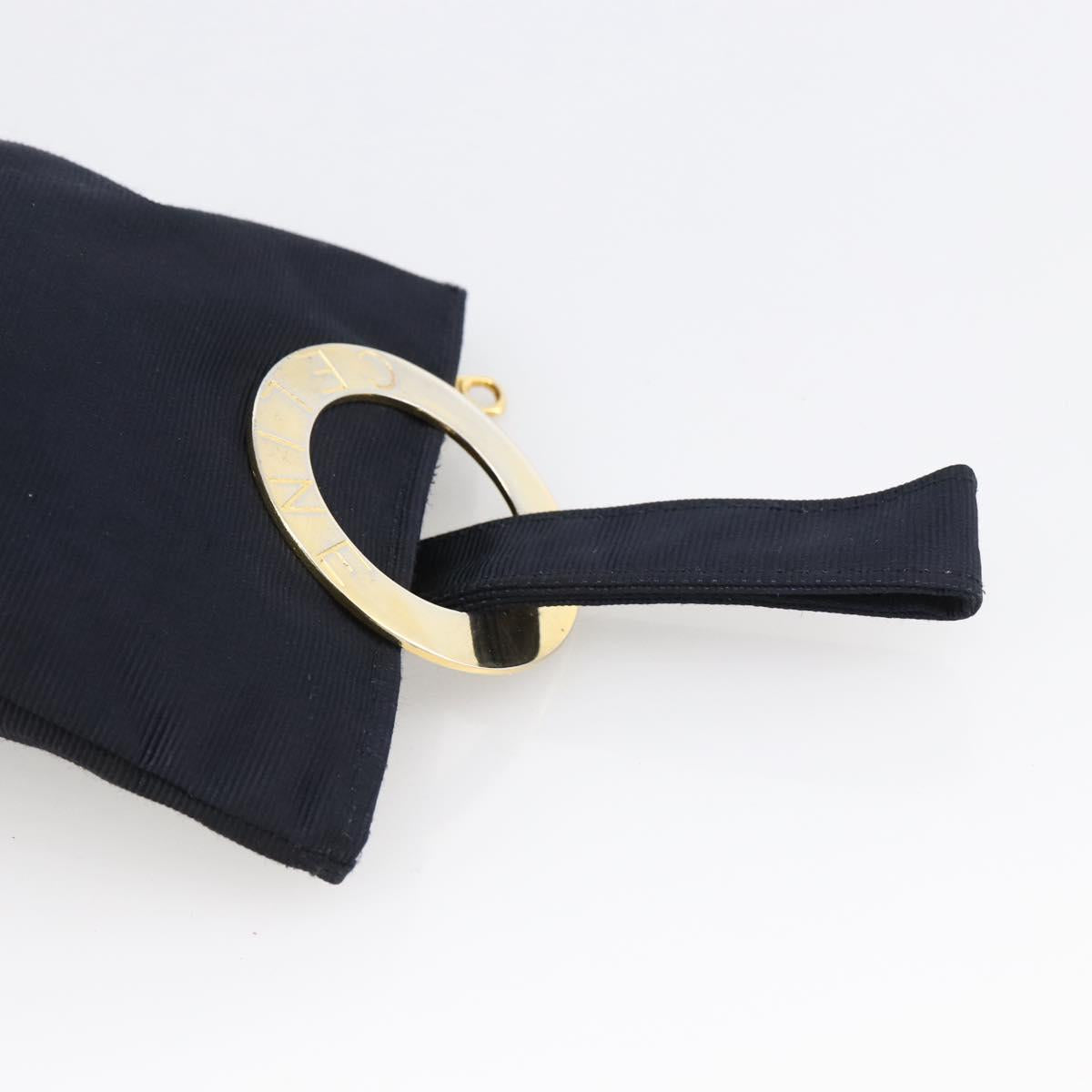 CELINE Circle Pouch Nylon Navy Gold Auth 166247A