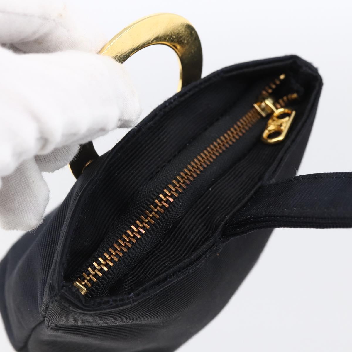 CELINE Circle Pouch Nylon Navy Gold Auth 166247A