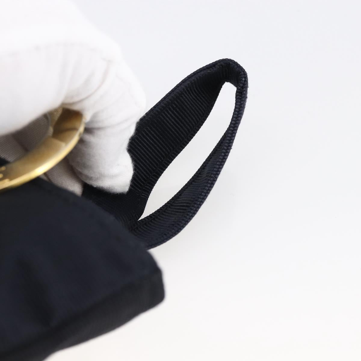 CELINE Circle Pouch Nylon Navy Gold Auth 166247A