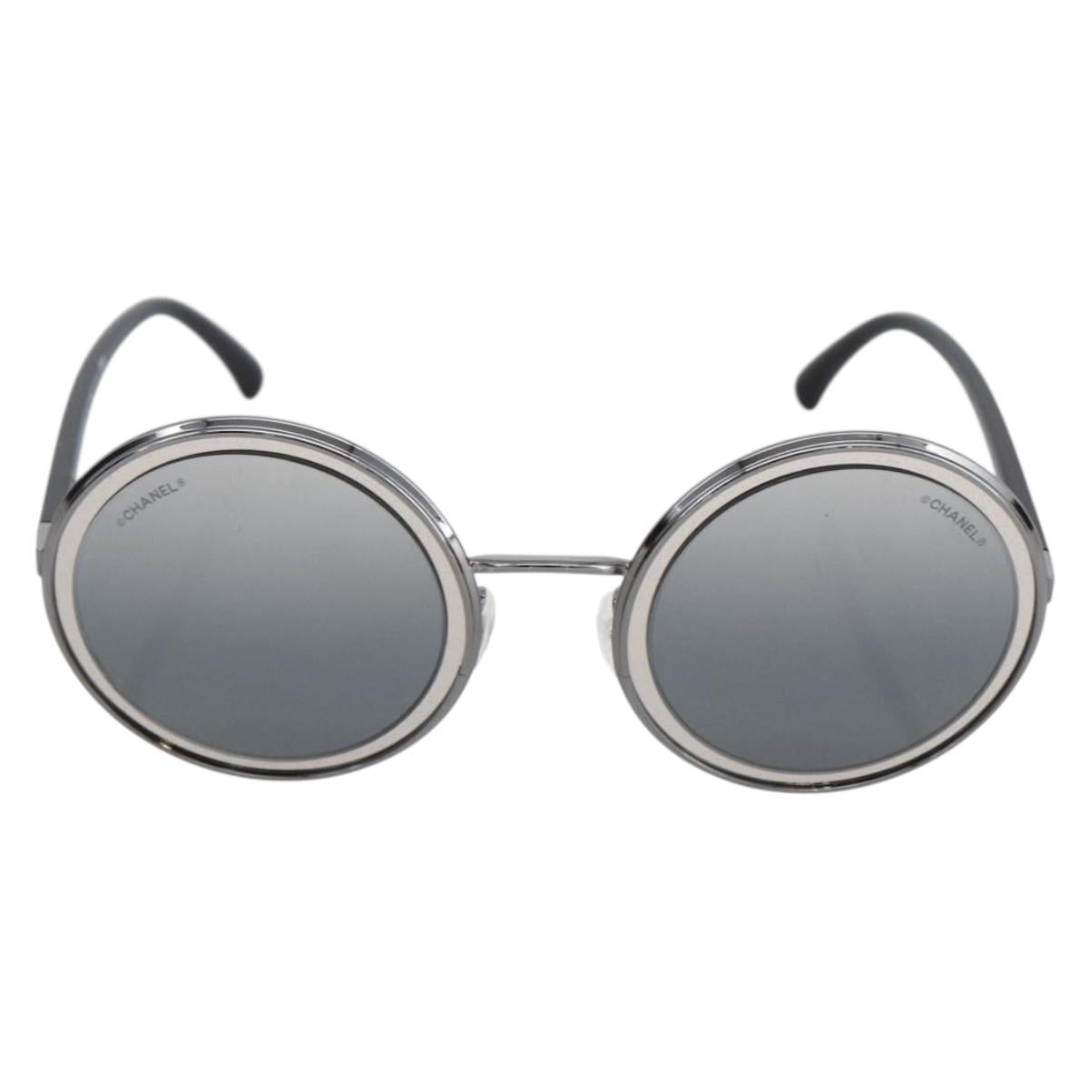 CHANEL Sunglasses metal Black CC Auth 166249V