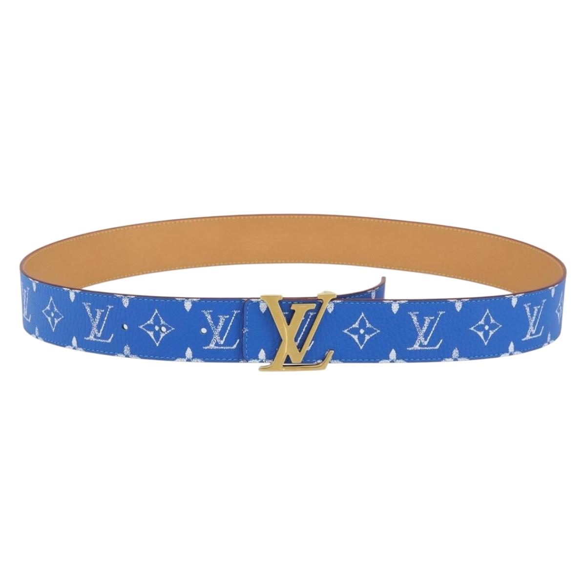 LOUIS VUITTON Monogram LVprinted Initials 40 MM Belt Blue M8460 Auth 166253SAM