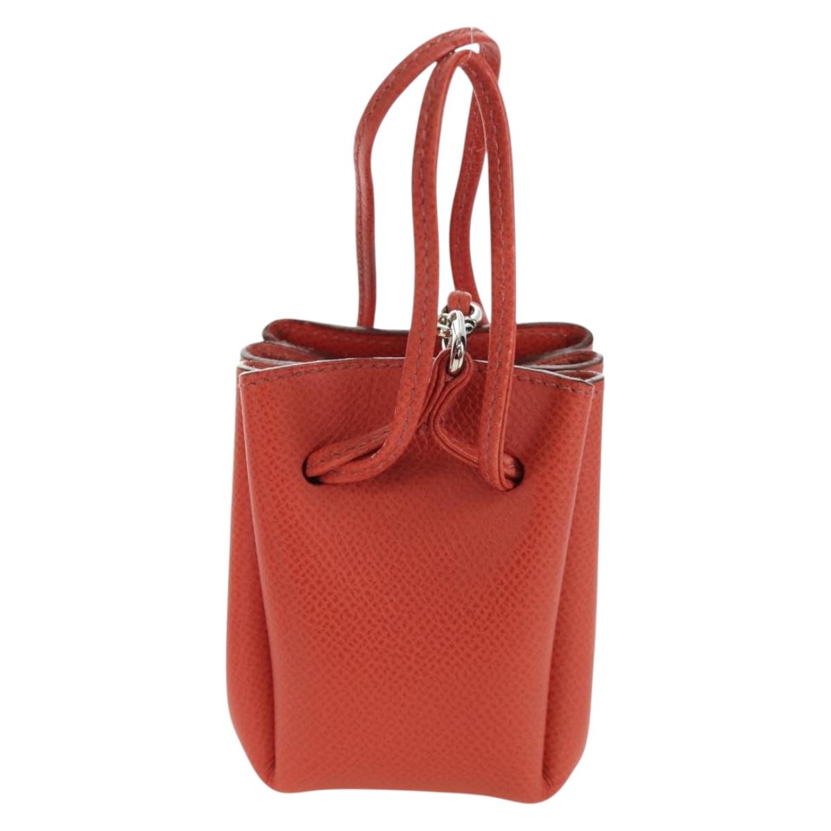 HERMES Vespa Pouch Leather Red Auth 166254M