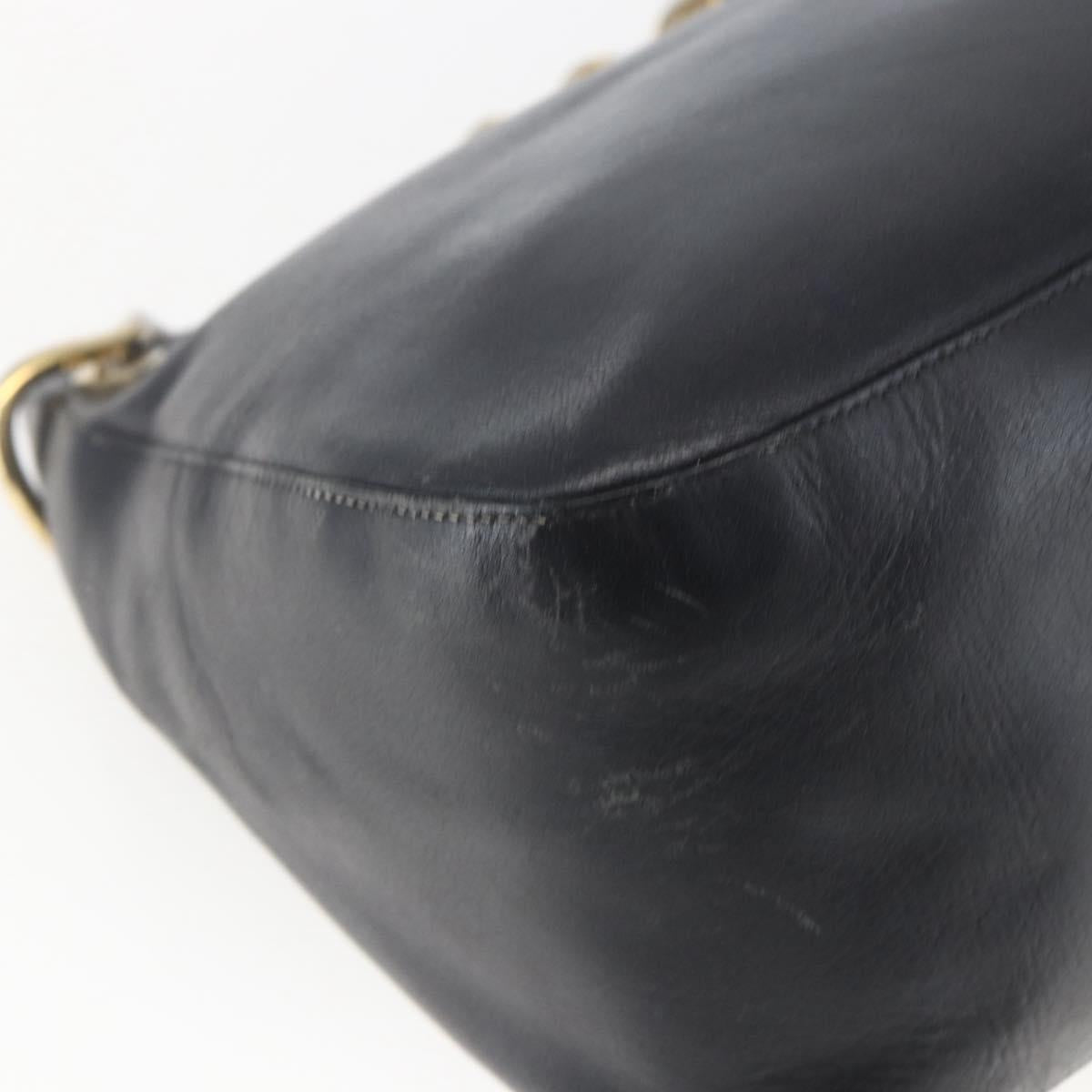 PRADA Chain Shoulder Bag Leather Black Gold Auth 166283