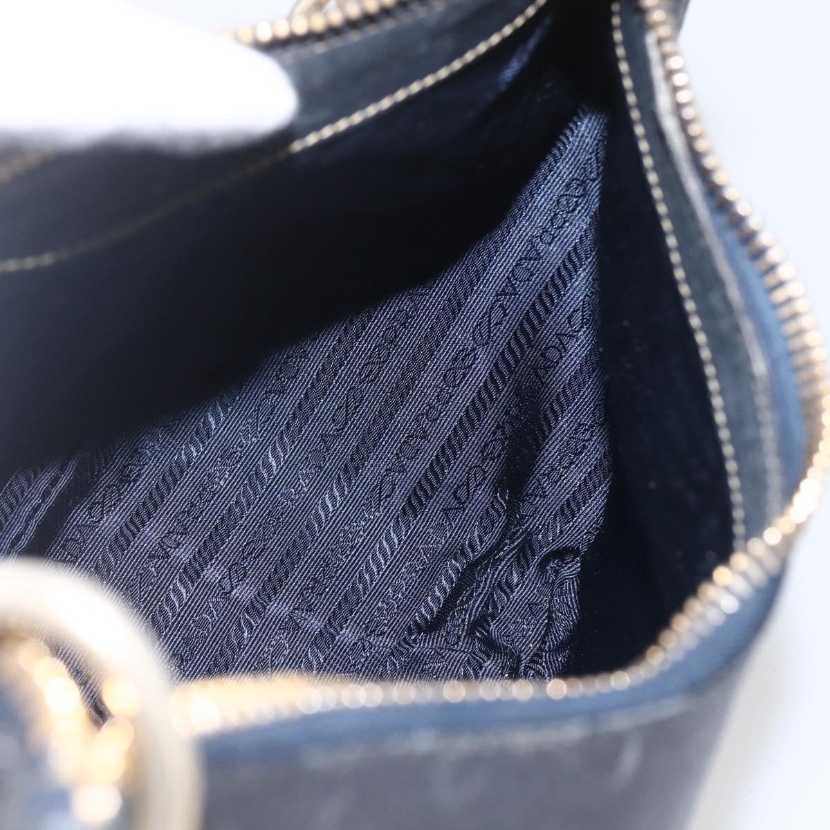 PRADA Chain Shoulder Bag Leather Black Gold Auth 166283