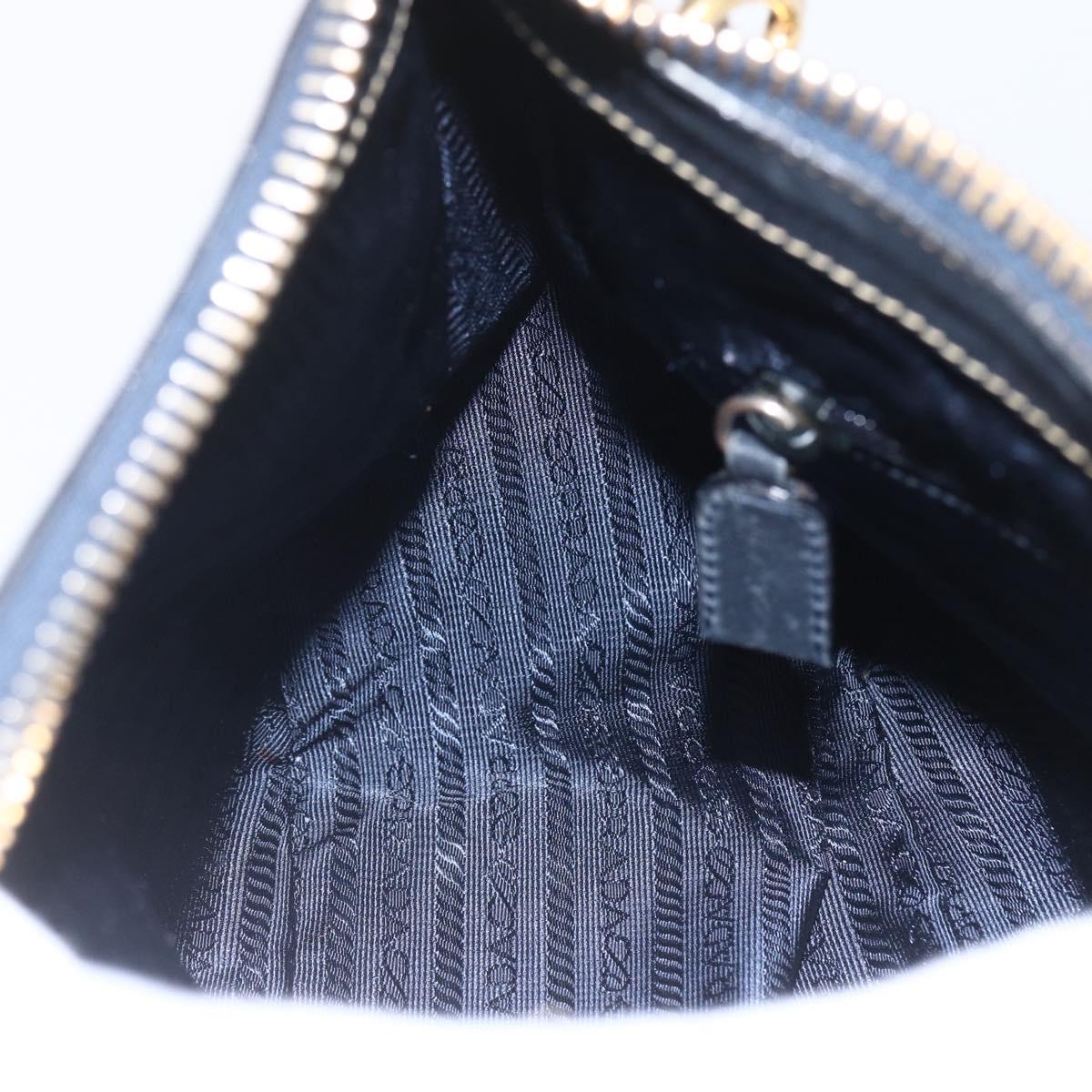 PRADA Chain Shoulder Bag Leather Black Gold Auth 166283