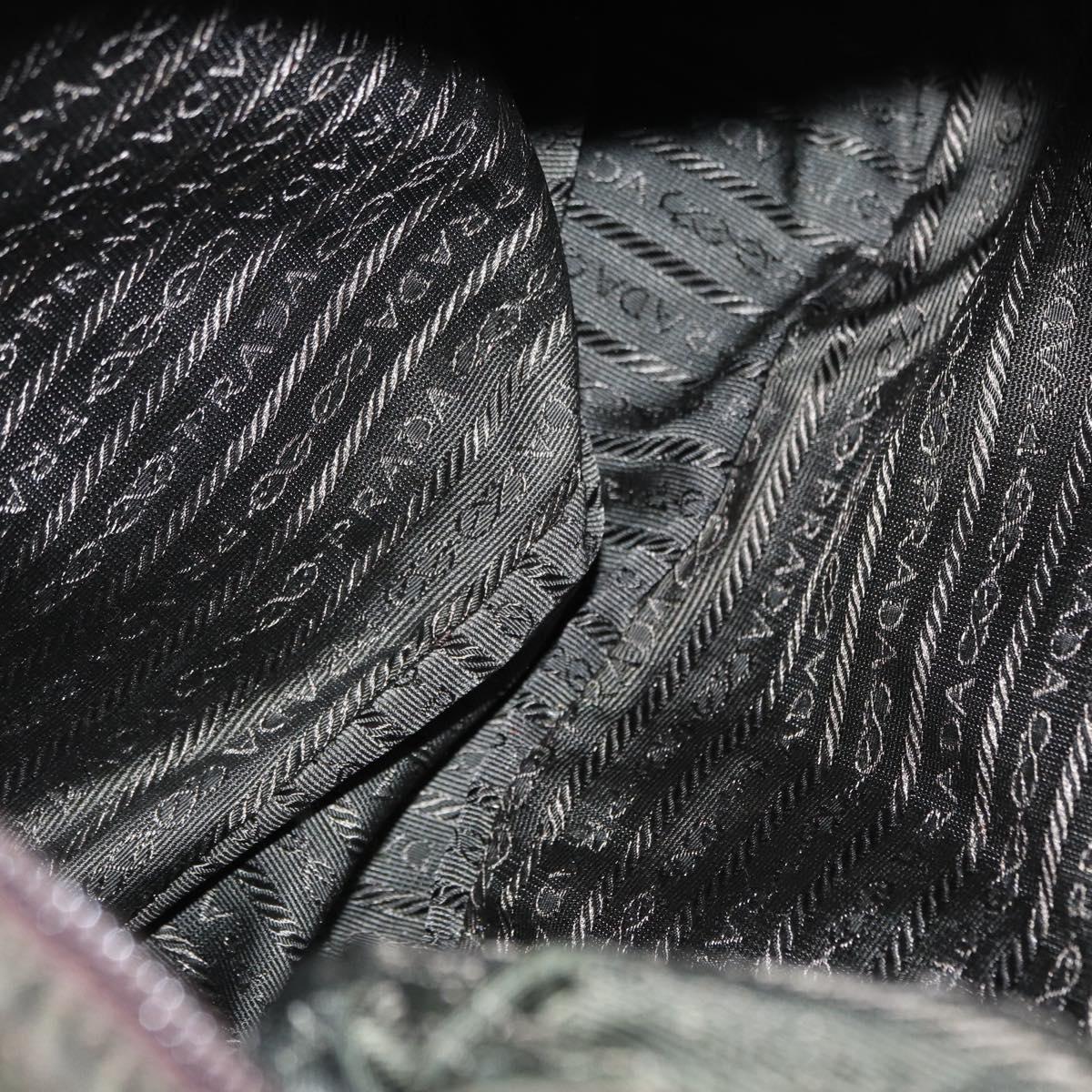 PRADA Shoulder Bag Nylon Khaki Silver Auth 166285