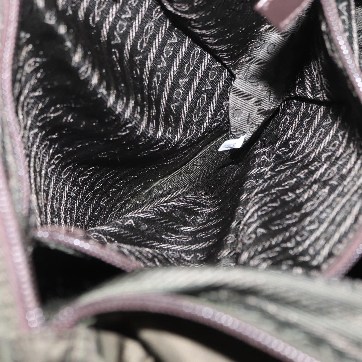 PRADA Shoulder Bag Nylon Khaki Silver Auth 166285