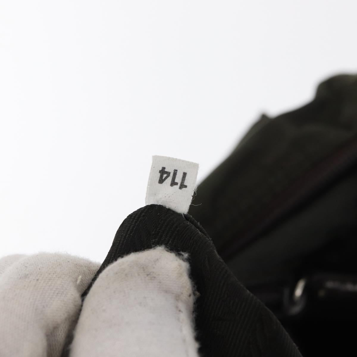 PRADA Shoulder Bag Nylon Khaki Silver Auth 166285