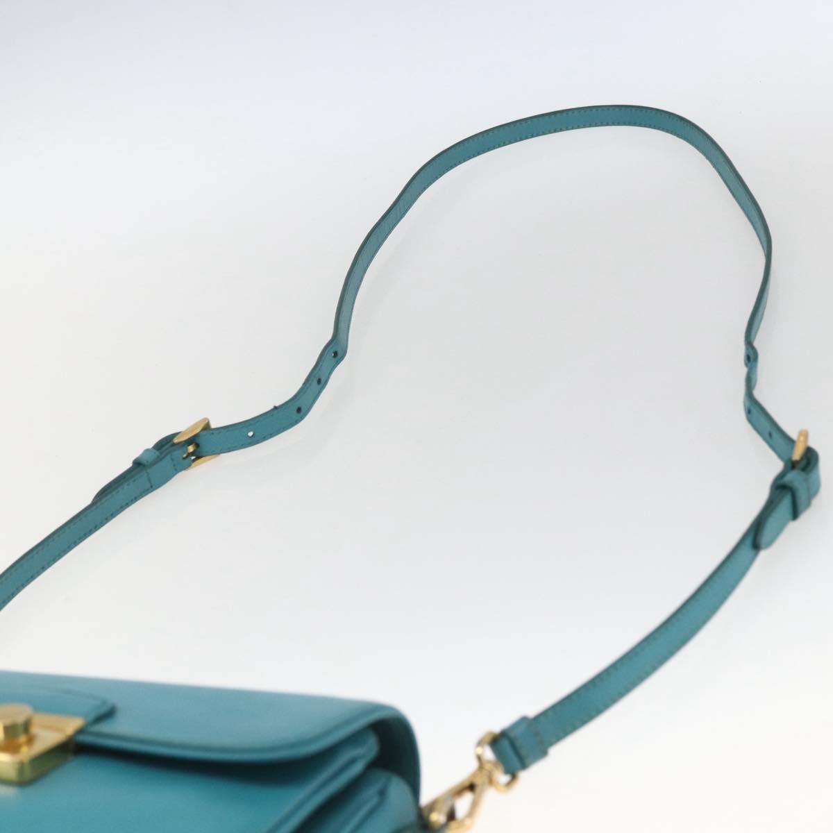 PRADA Hand Bag Safiano leather 2way Light Blue Gold Auth 166296