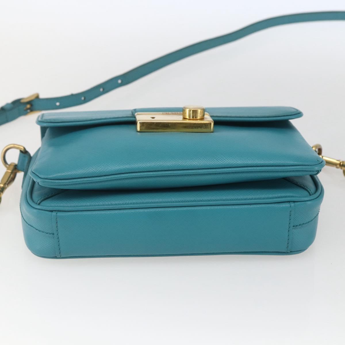PRADA Hand Bag Safiano leather 2way Light Blue Gold Auth 166296