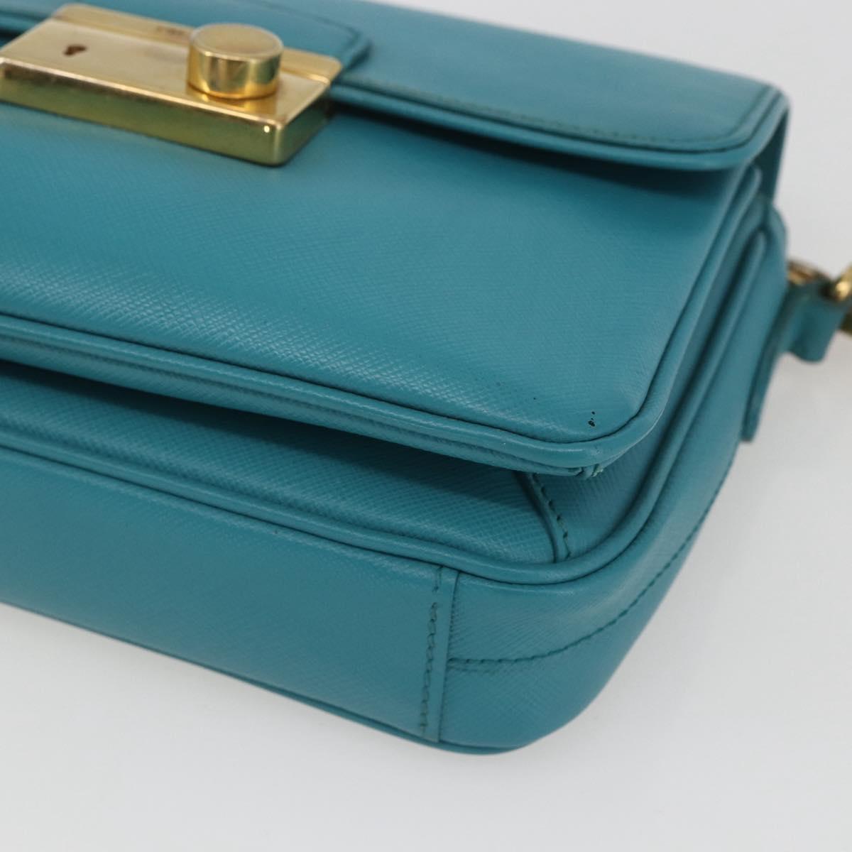 PRADA Hand Bag Safiano leather 2way Light Blue Gold Auth 166296