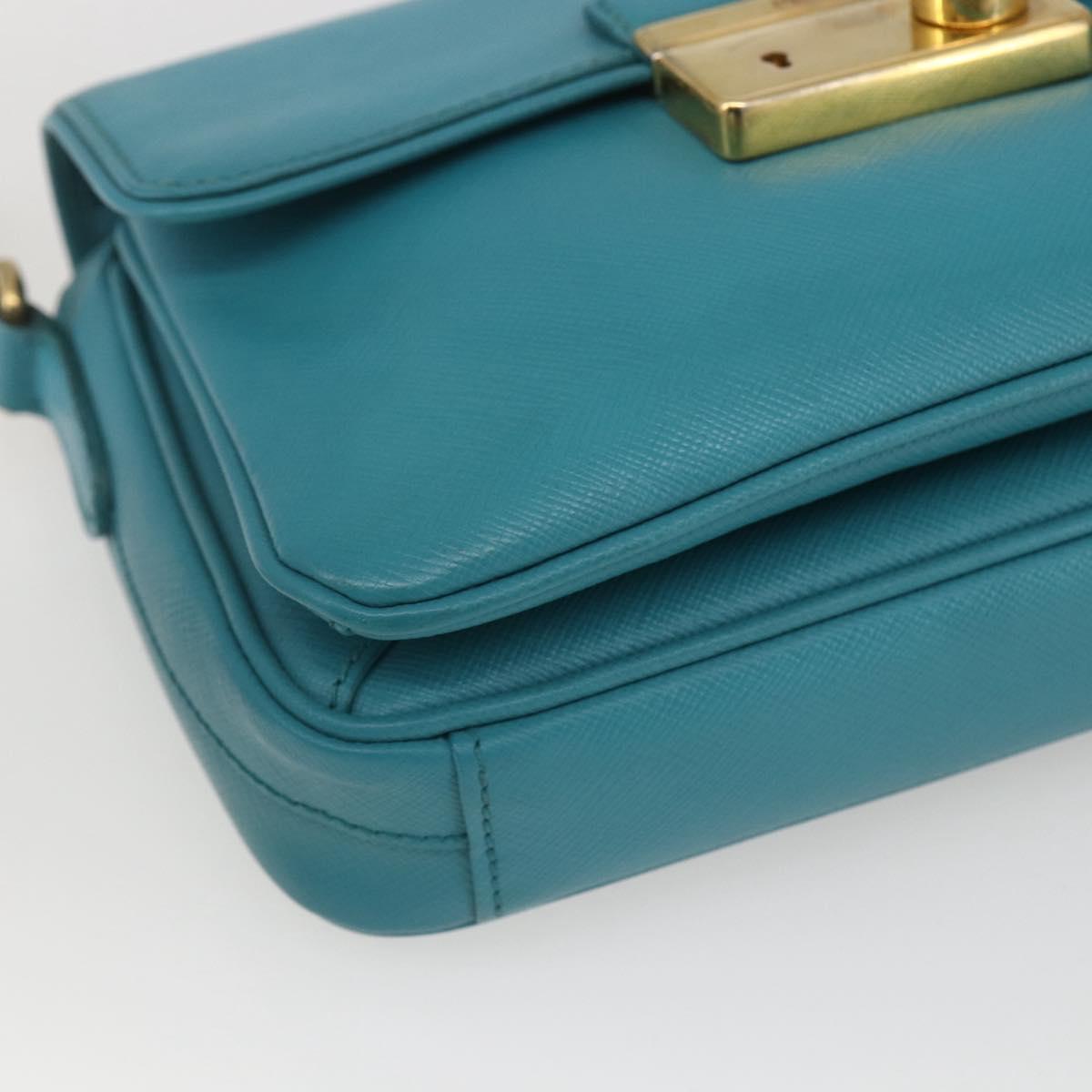 PRADA Hand Bag Safiano leather 2way Light Blue Gold Auth 166296