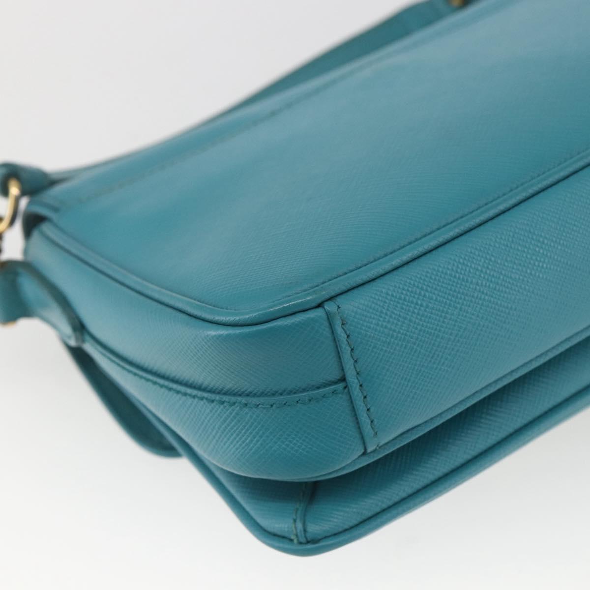 PRADA Hand Bag Safiano leather 2way Light Blue Gold Auth 166296