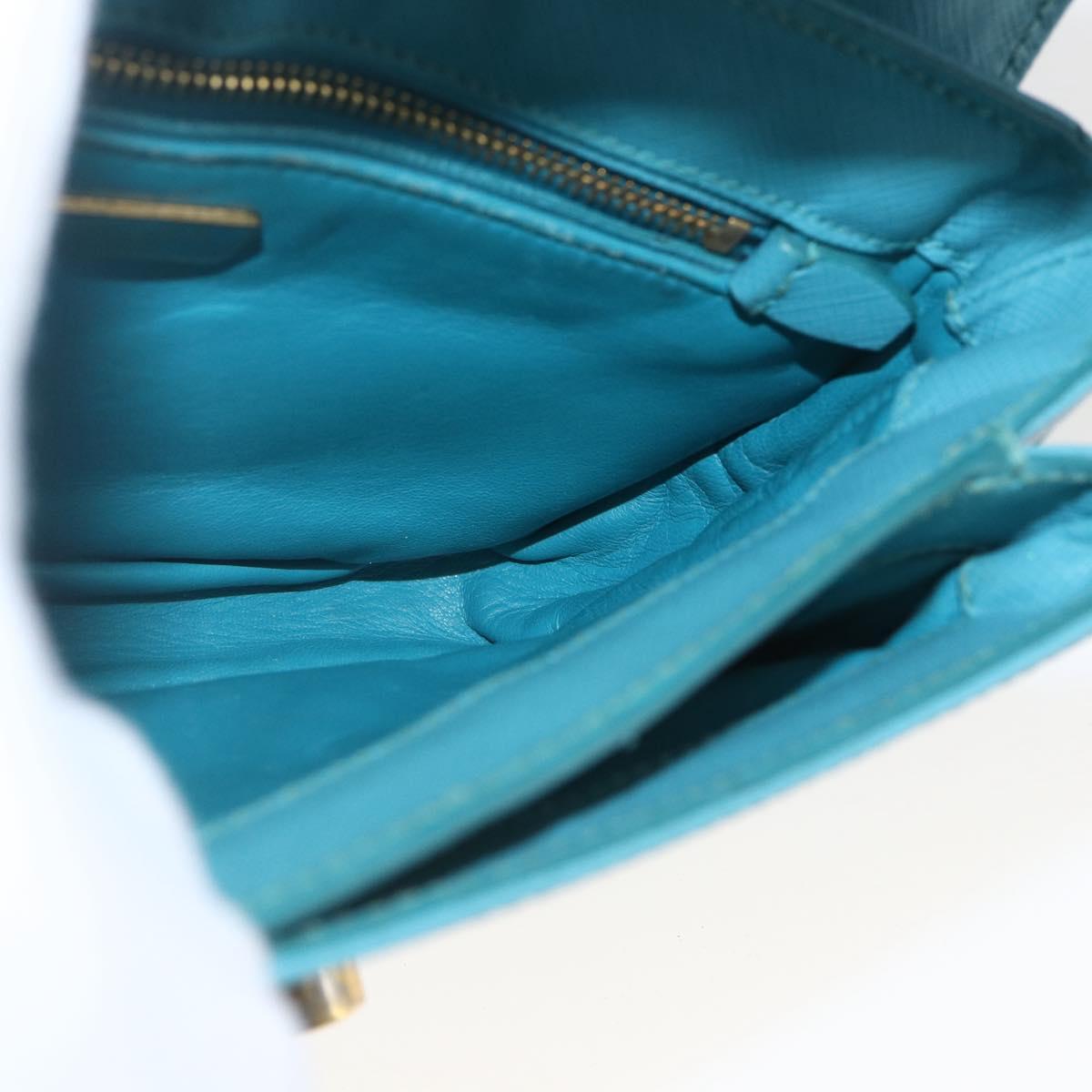 PRADA Hand Bag Safiano leather 2way Light Blue Gold Auth 166296